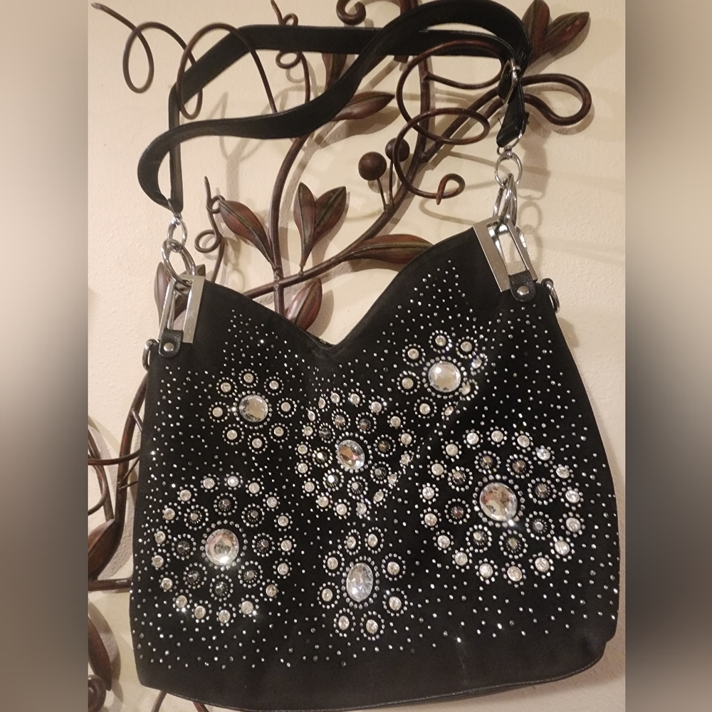 Larger black rhinestone purse